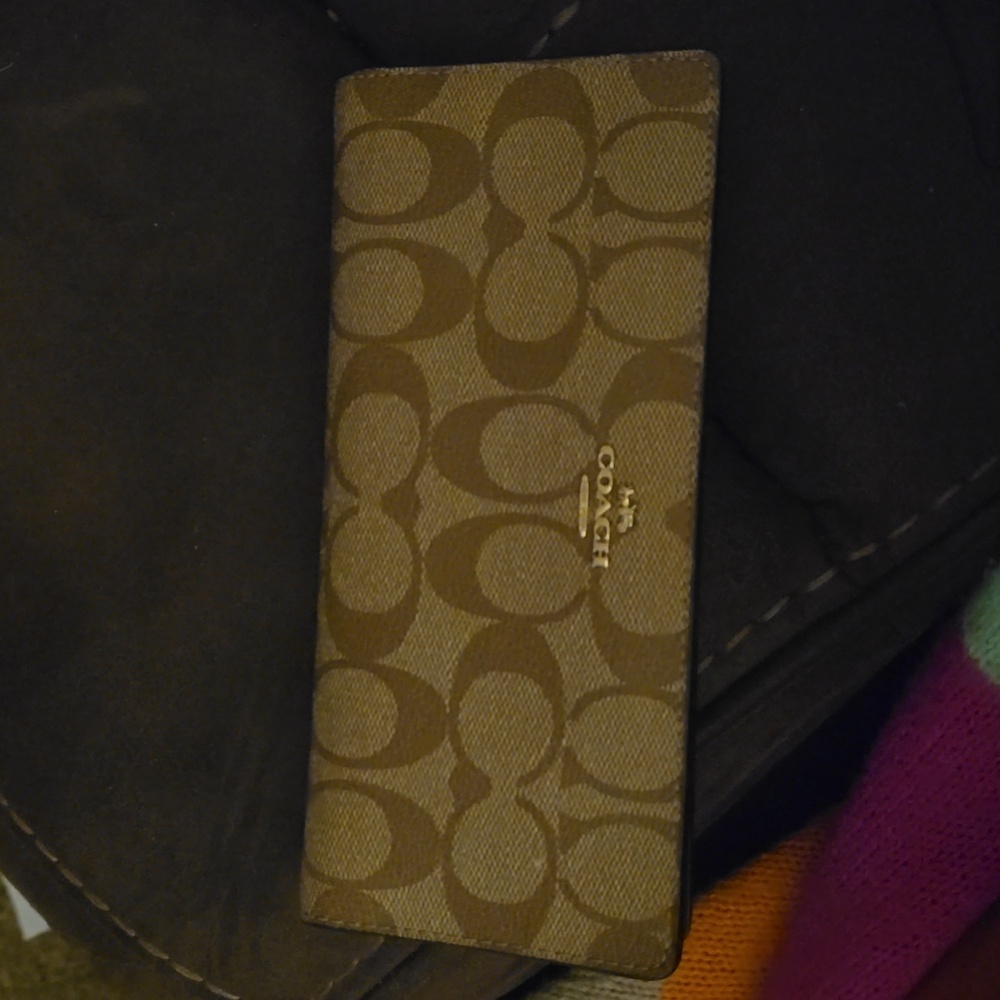 Coach large wallet for women leather with canvas